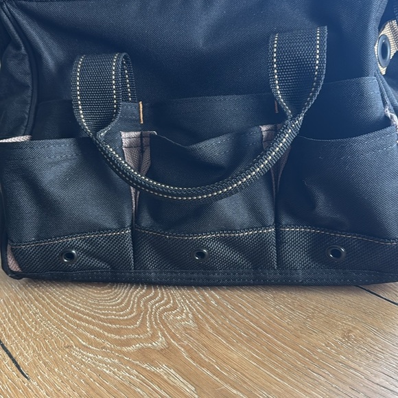 CLC Custom Leathercraft Canvas Work Tool Bag Makeup Tote 14 Pocket 12’ Black Tan - Picture 5 of 9